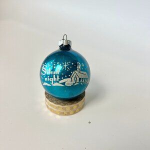 Vintage Blue Christmas Glass Silent Night Shiny Brite Ornament